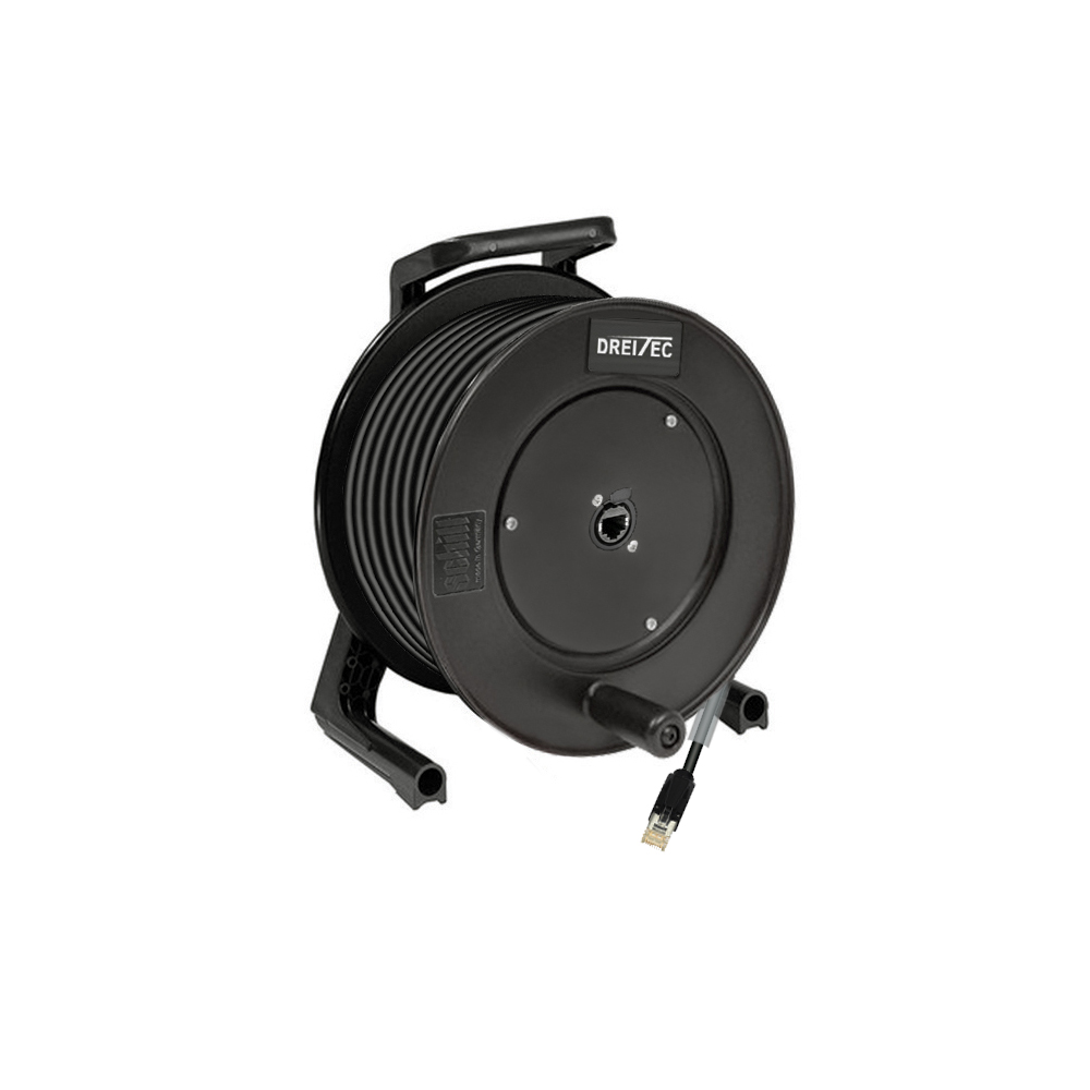 [88370-15] Dreitec Kabeltrommel med Cat 5e – Schill GT235, Neutrik etherCON til Hirose RJ45 (15m)