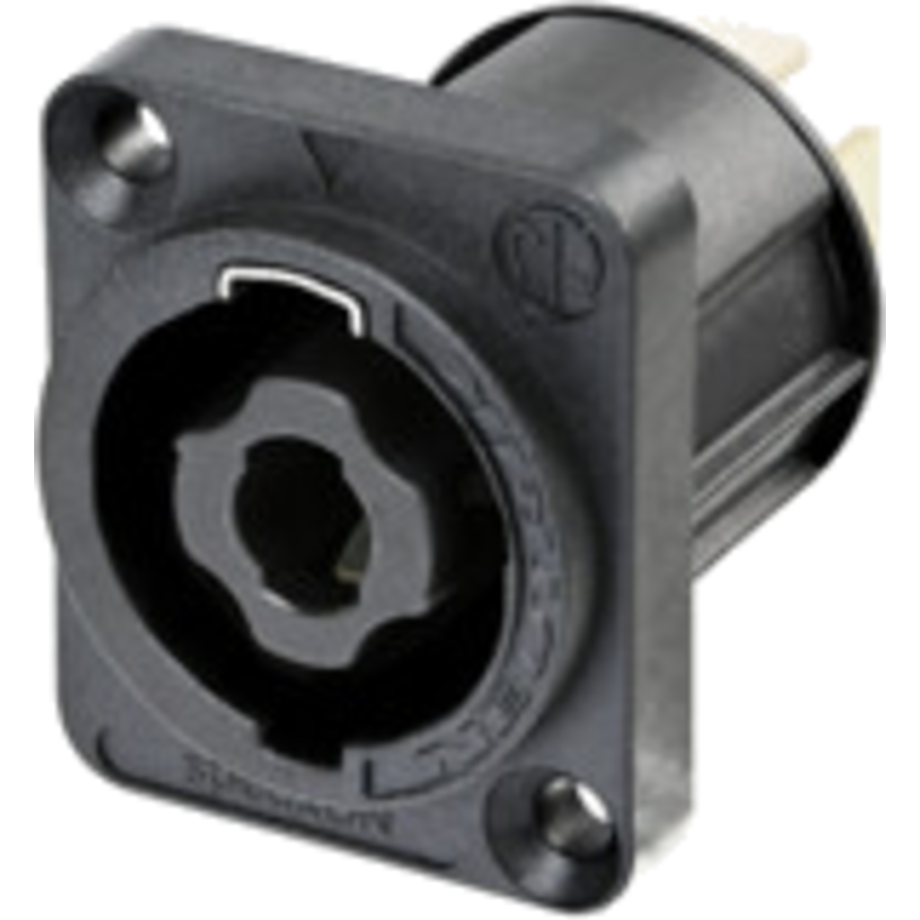 [NL4MPXX] Neutrik NL4MPXX – 4-polet hann speakON chassis-kontakt med 3/16” flatstift (D-flens)