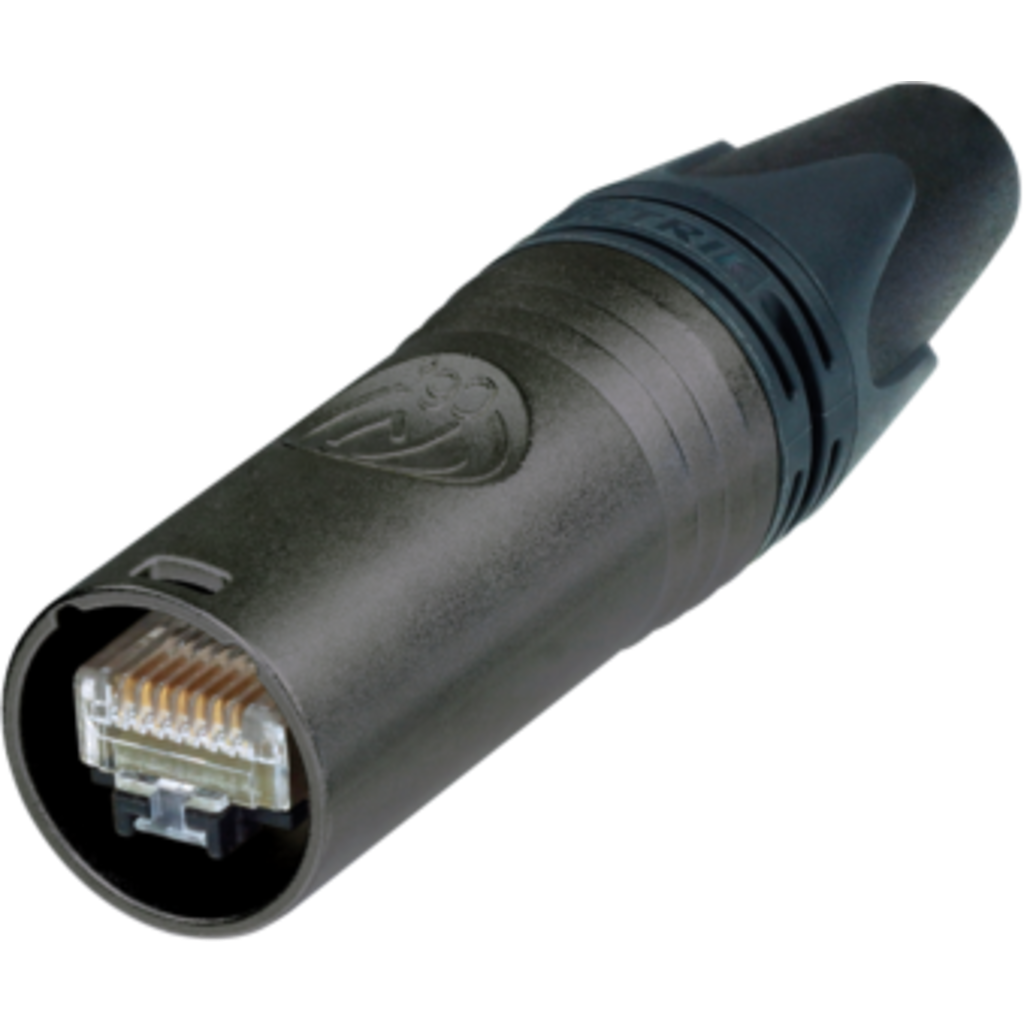 [NE8MX6-B] Neutrik NE8MX6-B – etherCON® CAT6A med selvterminering (svart KTL, IP65, PoE++ kompatibel) 