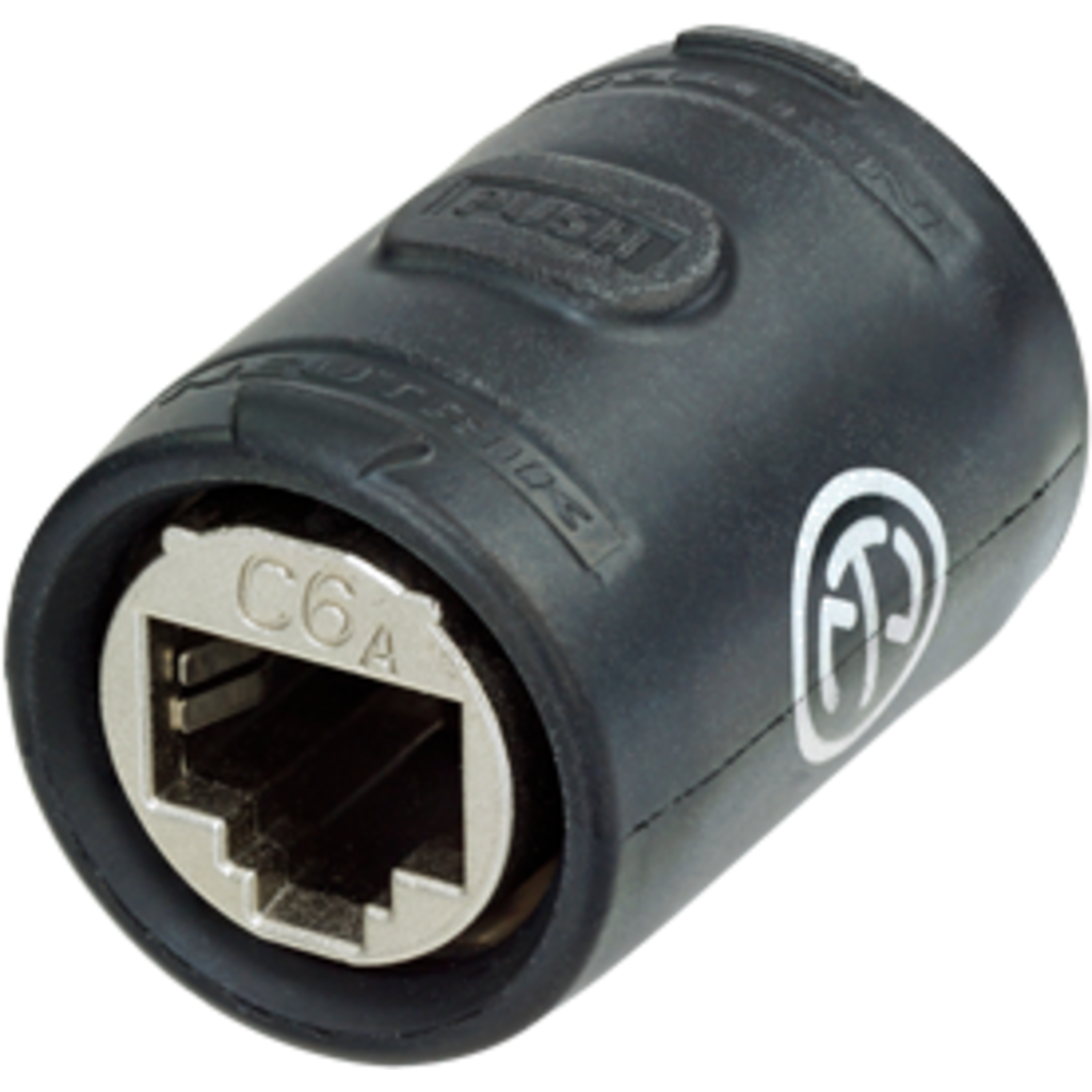 [NE8FFX6-W] Neutrik NE8FFX6-W – etherCON® CAT6A gjennomgangskobling (IP65, RJ45, PoE+)