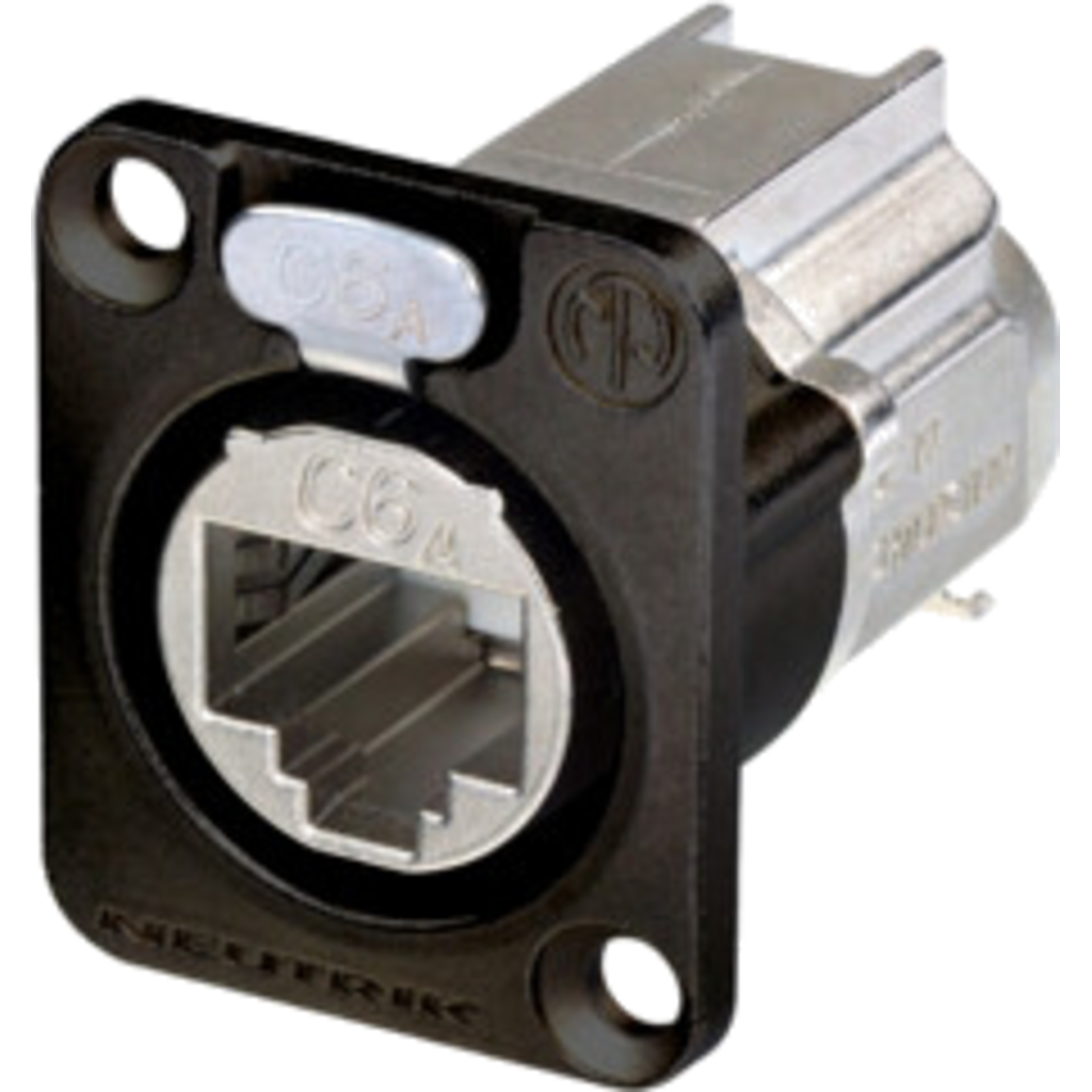 Neutrik NE8FDX-Y6-B – etherCON® CAT6A D-serie chassis-kontakt (skjermet, svart hus)