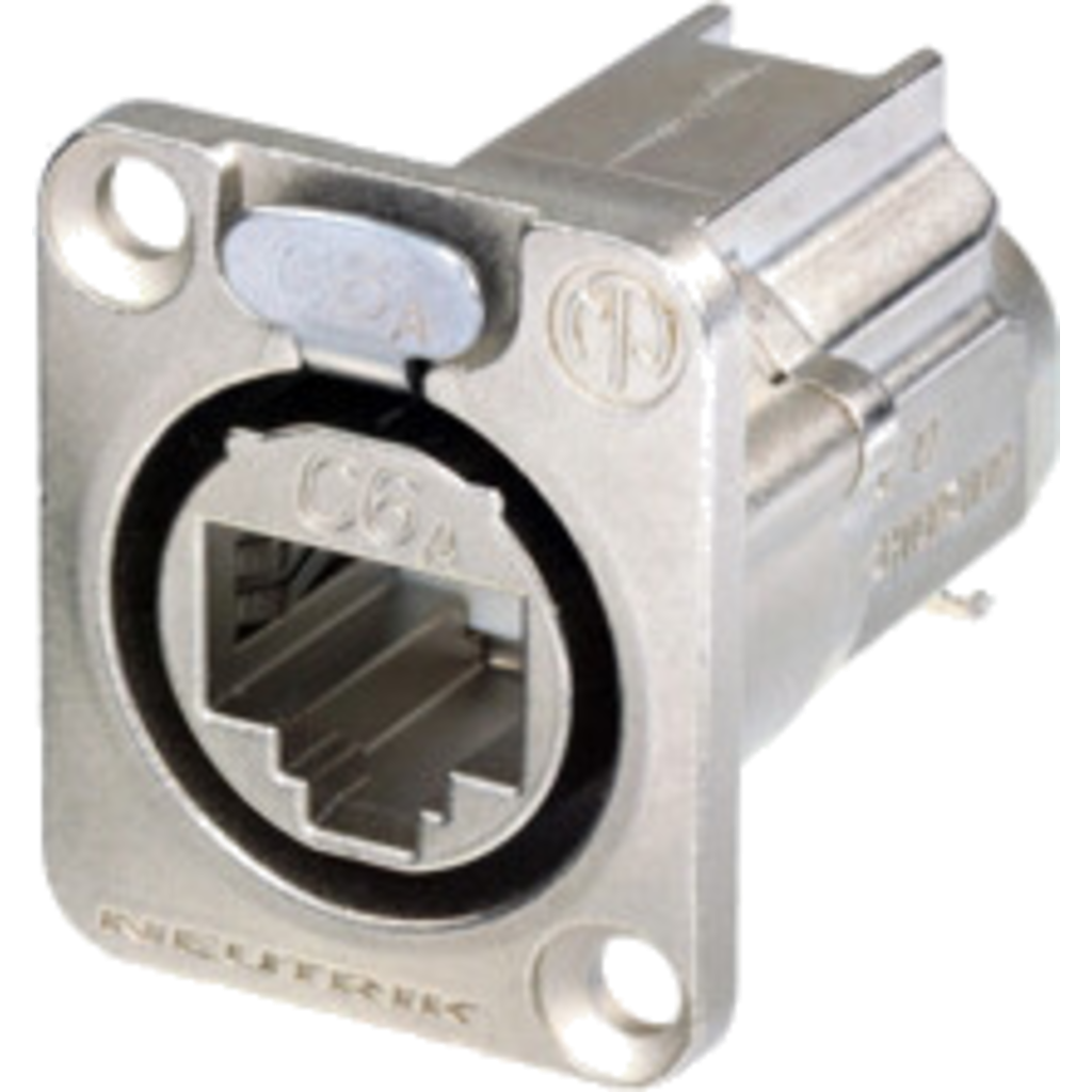 [NE8FDX-Y6] Neutrik NE8FDX-Y6 – etherCON® CAT6A D-serie chassis-kontakt (skjermet, nikkel hus)