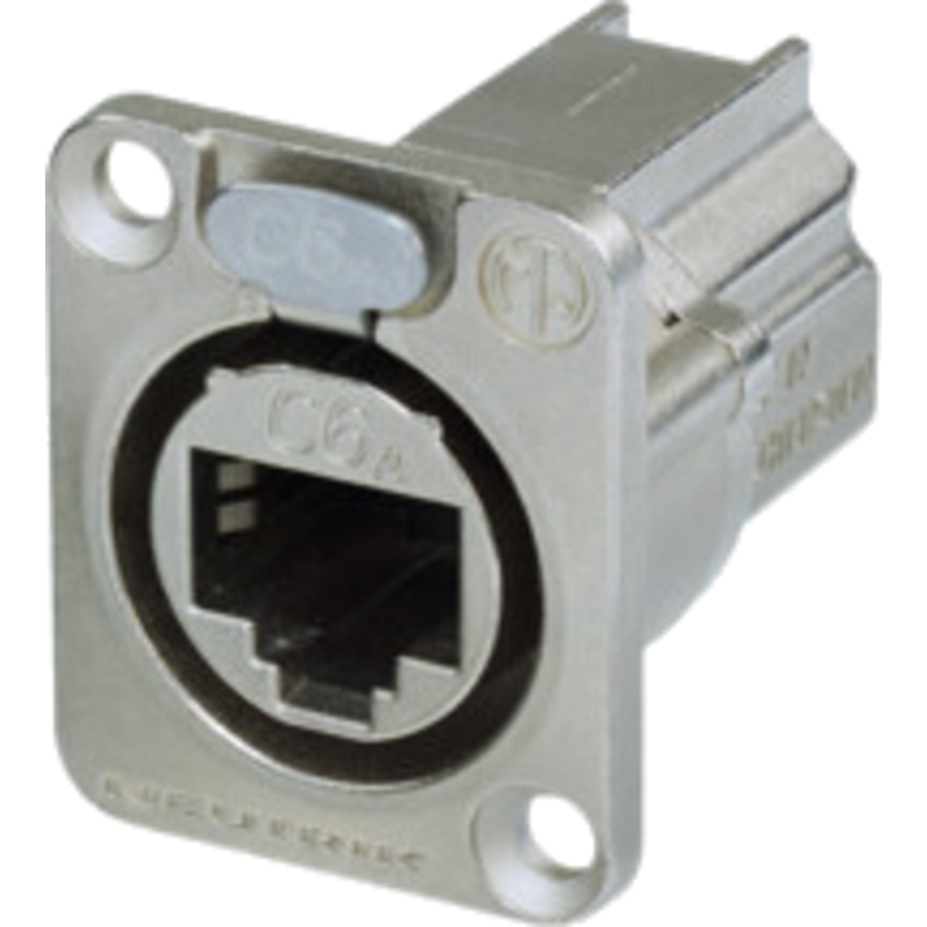 Neutrik NE8FDX-P6 – etherCON® CAT6A D-serie chassis-kontakt (feedthrough, nikkelhus)