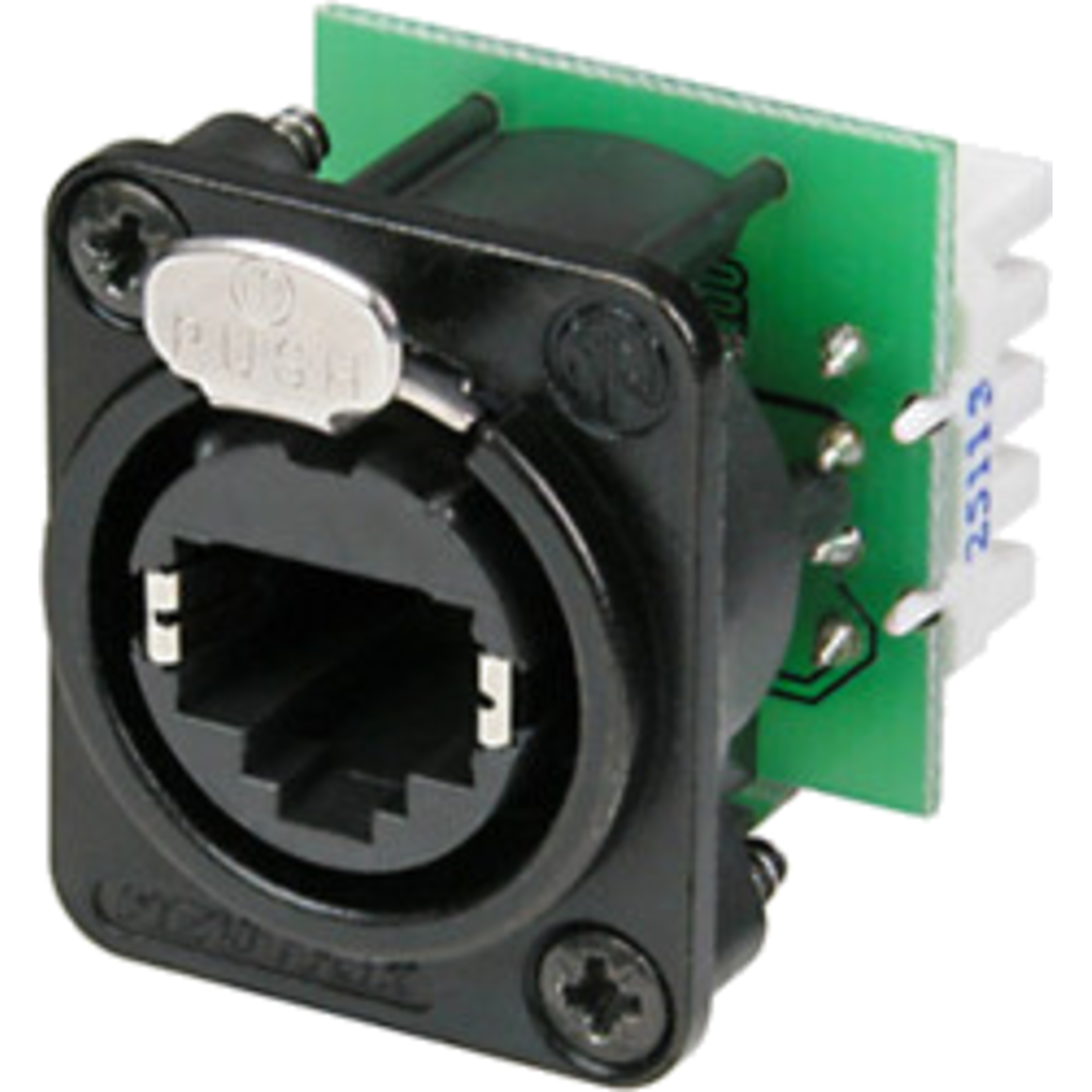 [NE8FDV-YK-B] Neutrik NE8FDV-YK-B – etherCON® CAT5e D-serie chassis-kontakt med IDC-tilkobling, svart hus