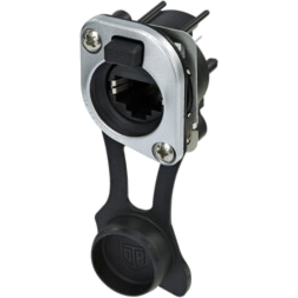 [NE8FDV-TOP] Neutrik NE8FDV-TOP – etherCON® CAT5e D-serie chassis-kontakt med vertikal PCB-tilkobling, IP65/UL50E