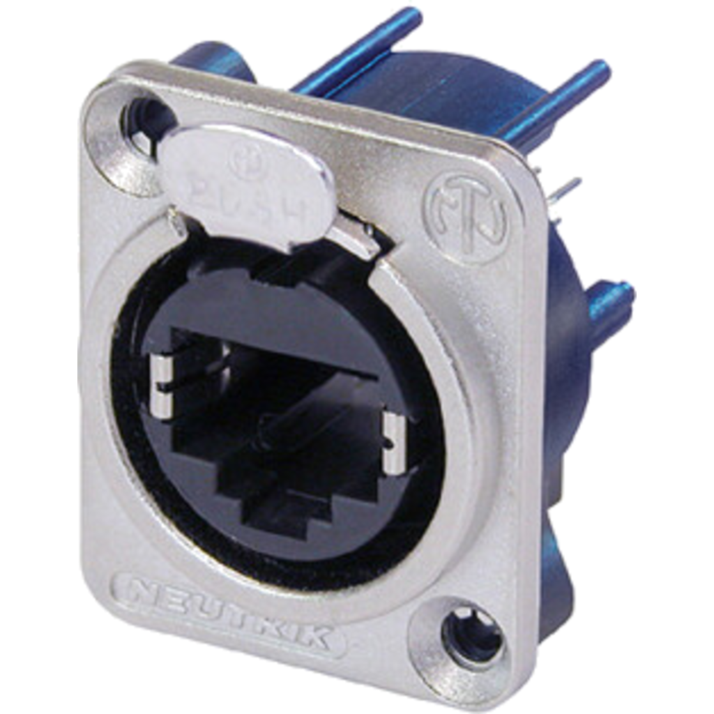 [NE8FDV] Neutrik NE8FDV – etherCON® CAT5e D-serie chassis-kontakt med vertikal PCB-tilkobling