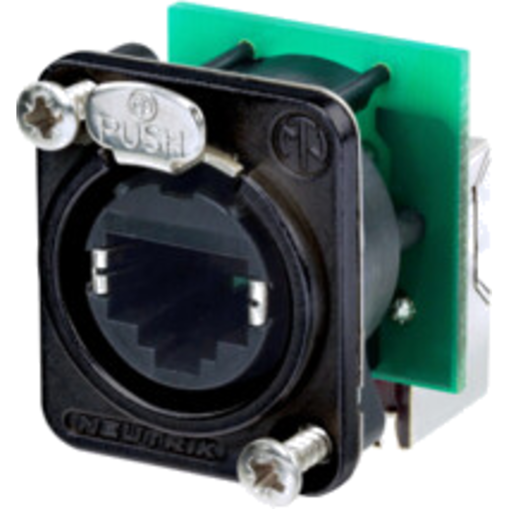 [NE8FDP-R-B] Neutrik NE8FDP-R-B – etherCON® CAT5e rettvinklet RJ45 feedthrough D-serie chassis-kontakt