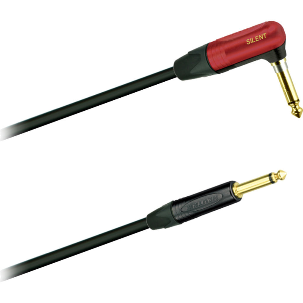 [16745/SW] Dreitec 16745 instrumentkabel med vinkel/rett Neutrik Silent Plug – profesjonell jackkabel for gitar og keyboard (3m)