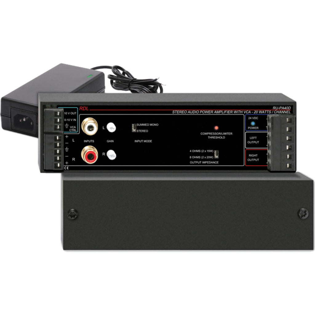 [RU-PA40DE] RDL RU-PA40DE Stereo Audio Amplifier 2x20 W 8 Ω med VCA-kontroll 
