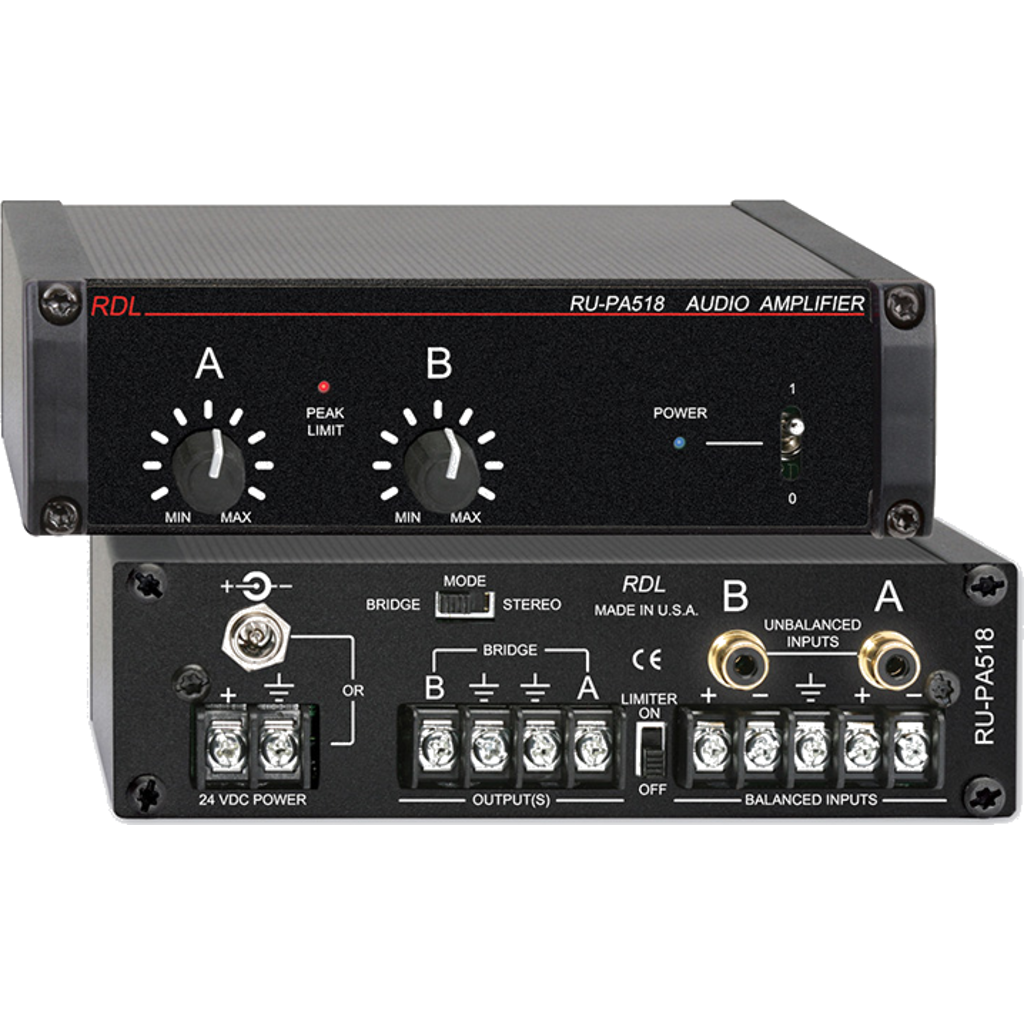 [RU-PA518] RDL RU-PA518 Stereo/Mono Audio Amplifier 2x9 W / 18 W 8 Ω