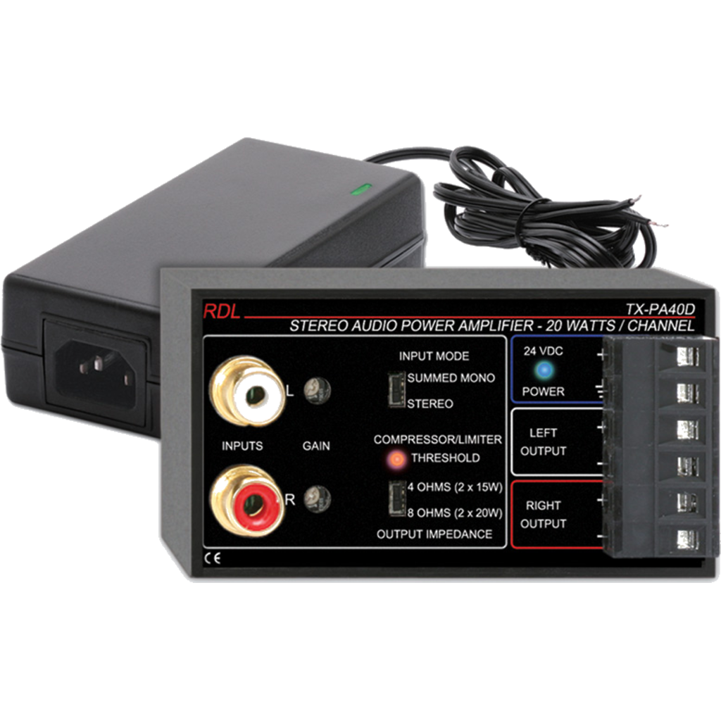 [TX-PA40DE] RDL TX-PA40DE Stereo Audio Amplifier 2x20 W 8 Ω