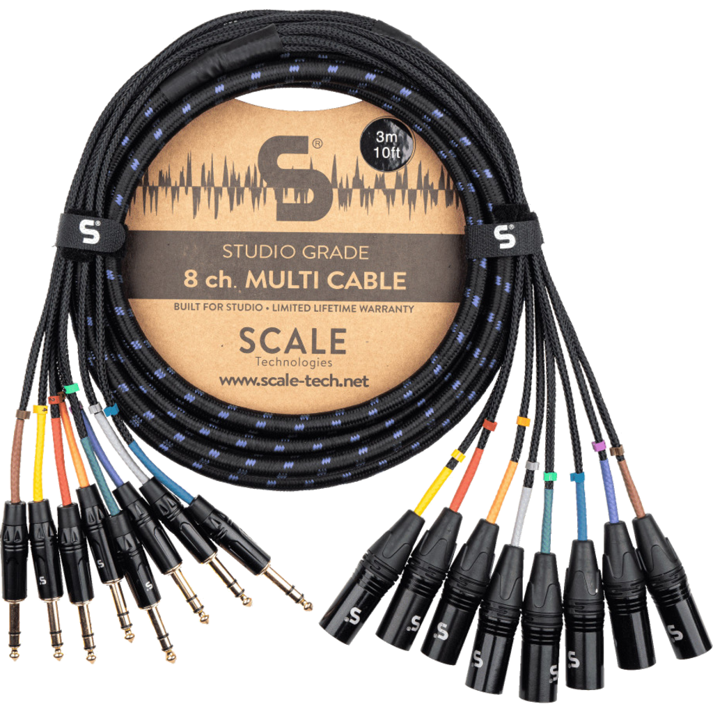 [SG8-TRM-0300] Scale SG8-TRM er en “Studio Grade” 8-kanals analog multikabel (XLR-m – TRS) (3m)