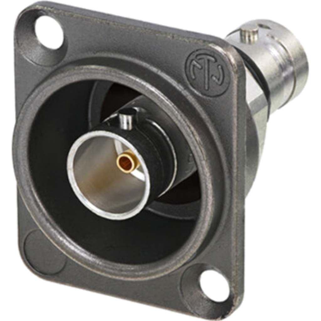 [NBB75DFIX] Neutrik NBB75DFIX – UHD BNC-panelkontakt, 75 Ω, isolert D-hus med gjennomgang 