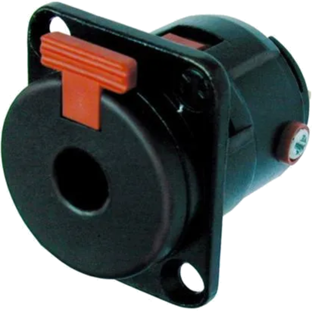 [NJ3FP6C-BAG] Neutrik NJ3FP6C-BAG – Låsbart 1/4” paneljack i D-hus, svart med sølvkontakter