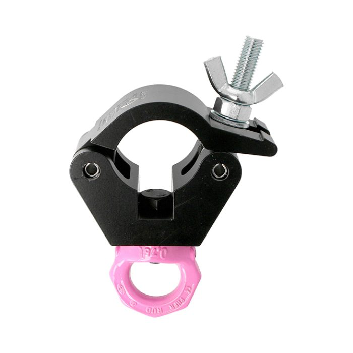 Doughty T57204 Hanging Clamp med Pink Eye – 48–51 mm, WLL 750 kg, sort 