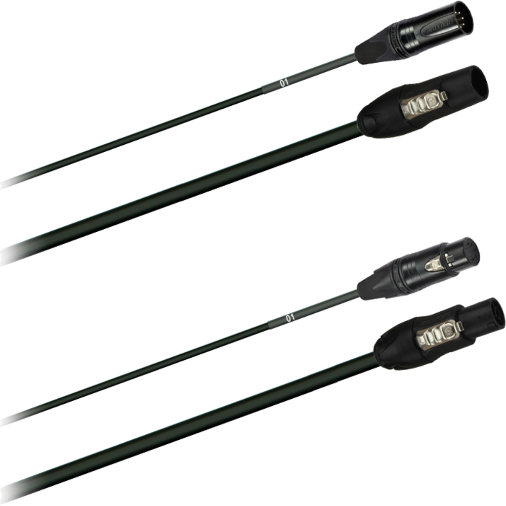 [40119-2.0] Dreitec 40119 hybrid DMX/strøm-kabel – 5-pin XLR + powerCON TRUE1 (2m)