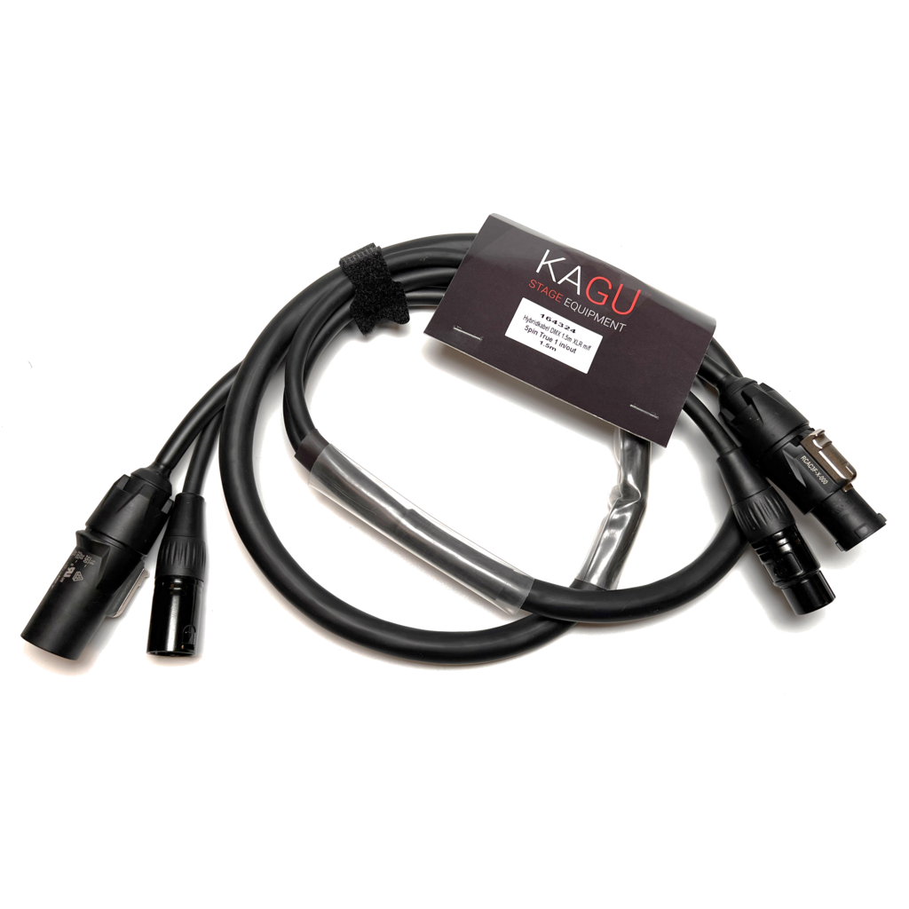[164324] KAGU hybridkabel DMX/strøm – 5-pin XLR + powerCON TRUE1 (1.5m)