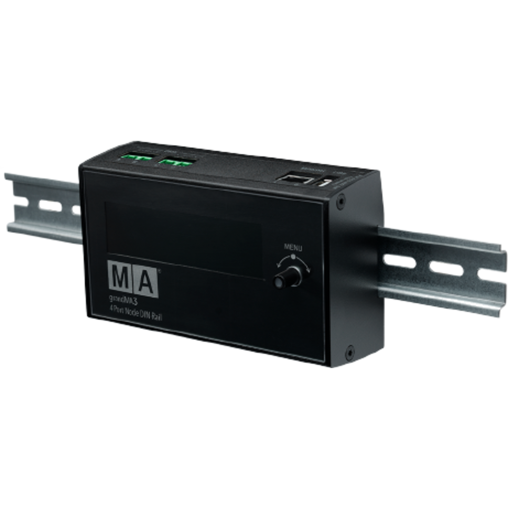 MA Lighting 4011702 grandMA3 4Port Node DIN-Rail er en kompakt DMX-node for faste installasjoner med PoE 