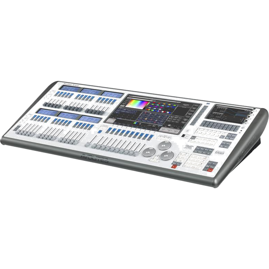 [184974] Avolites Arena er en profesjonell lyskonsoll med stor kontrollflate, doble berøringsskjermer, hvit m/flight