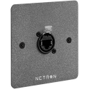 Obsidian Netron WP1CAT6-EU er et veggmontert RJ45-uttak med låsbar CAT6A-tilkobling for faste installasjoner. 