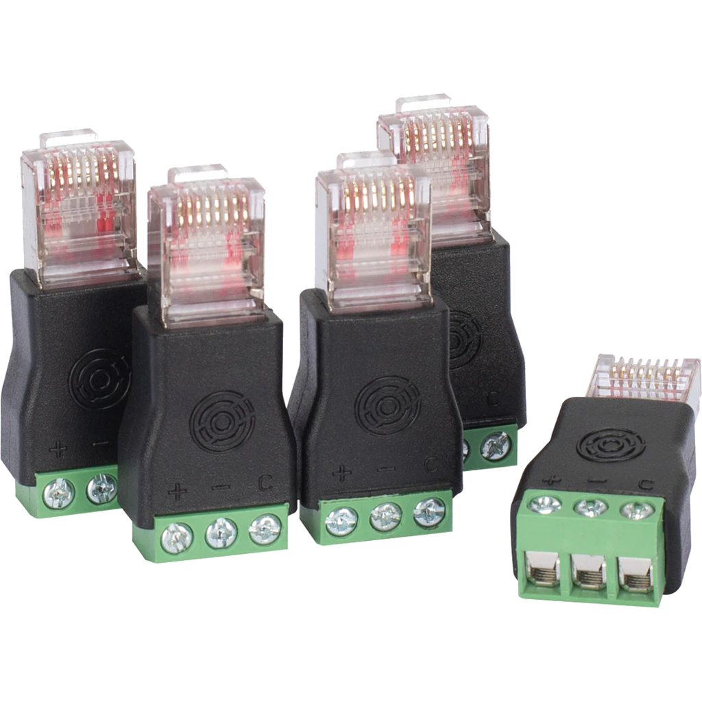 [2256663] Obsidian Netron RJ-T er en kompakt adapter som konverterer RJ45-basert DMX til skruterminal. 