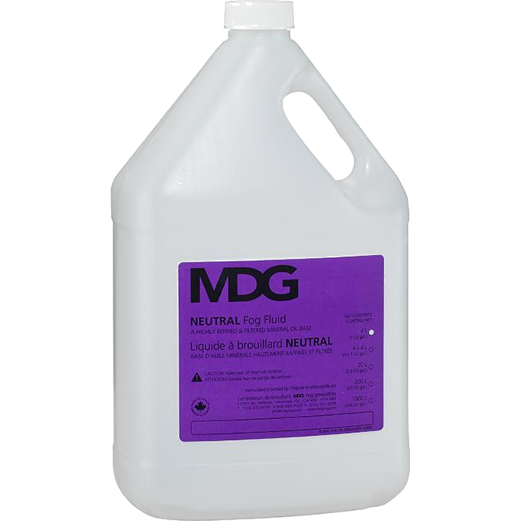 [2255855] MDG Neutral Fluid 4 liter flaske (eske à 4 stk) – haze- og fogvæske basert på hvit mineralolje