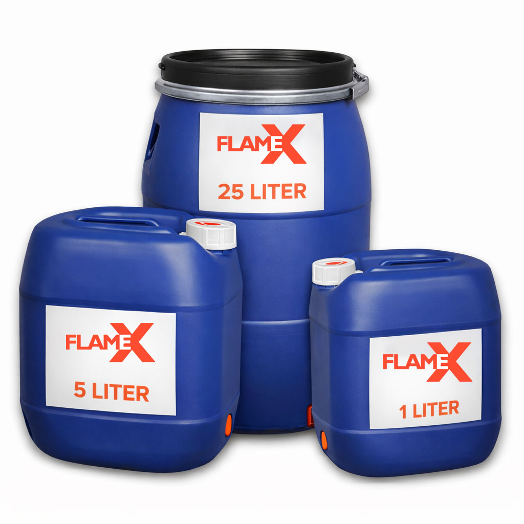 Flamex T er en ferdig utblandet brannhemmende impregnering for tekstiler fra Flamex (1 Liter)