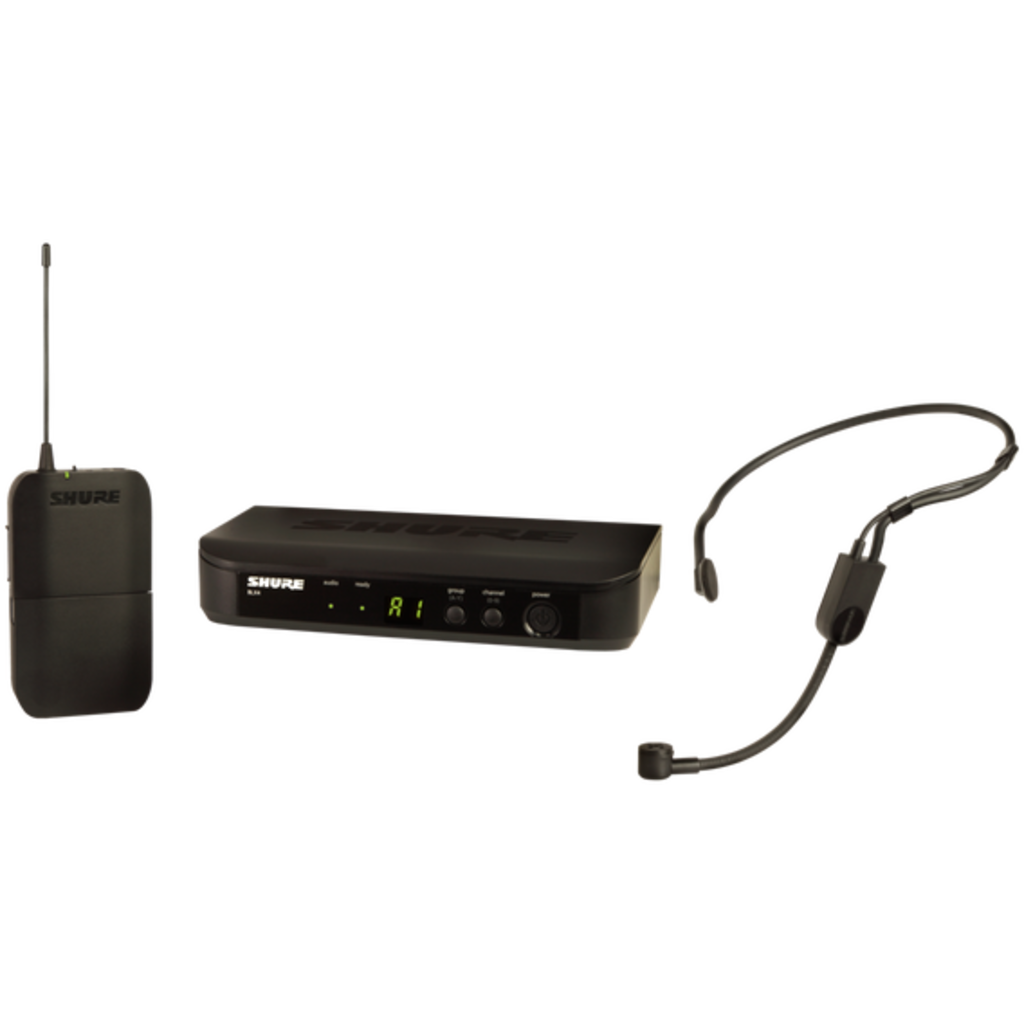 Shure BLX14/PGA31 er et trådløst hodesettmikrofonsystem med PGA31 kondensator-headset og BLX1 bodypack