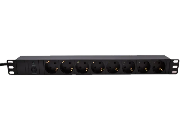 LinkIT 19" Strømskinne 8xCEE 7/4 2m CEE 7/7 , 16A , Overload protector , 1U