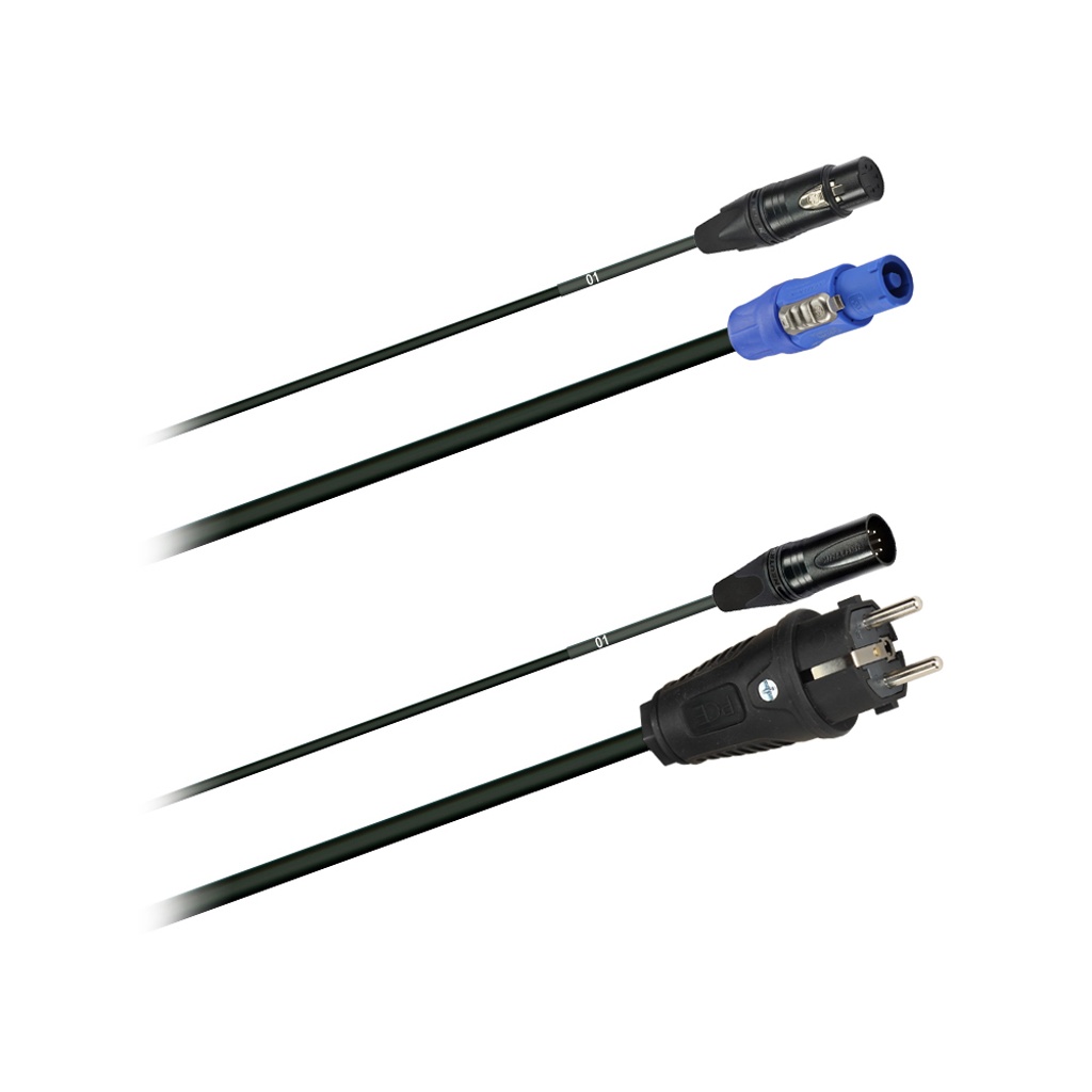 Dreitec 40111 – hybridkabel, XLR 5 / Schuko–powerCON