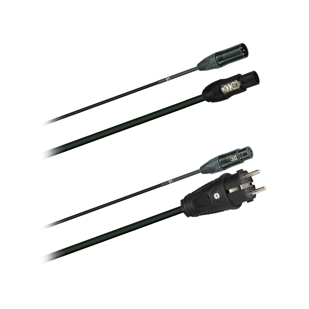 Dreitec 40122 – hybridkabel, XLR 3 / Schuko–powerCON TRUE1