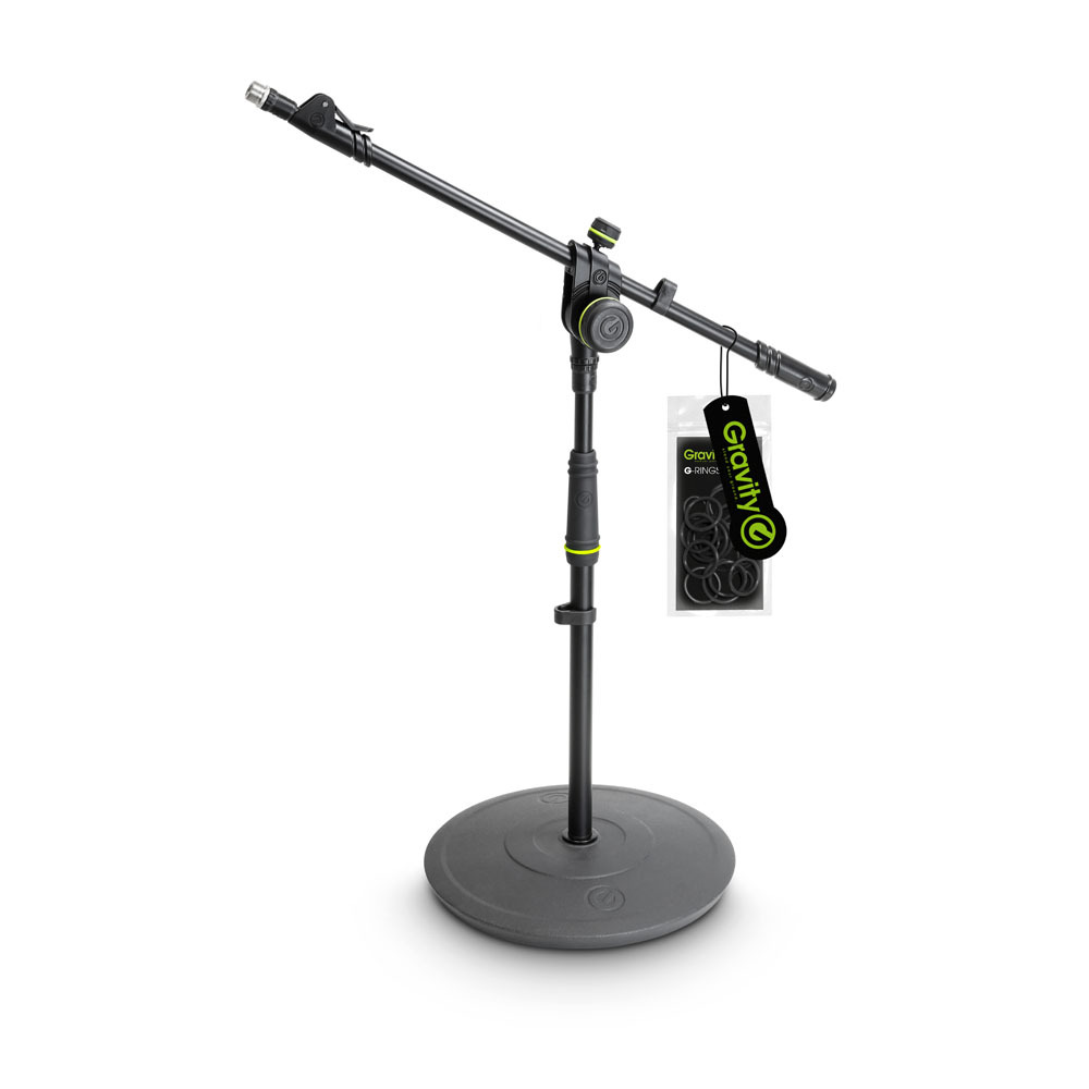 [GMS2222B] Gravity Short Microphone Stand with Round Base and 2-Point Adjustment Telescoping Boom
