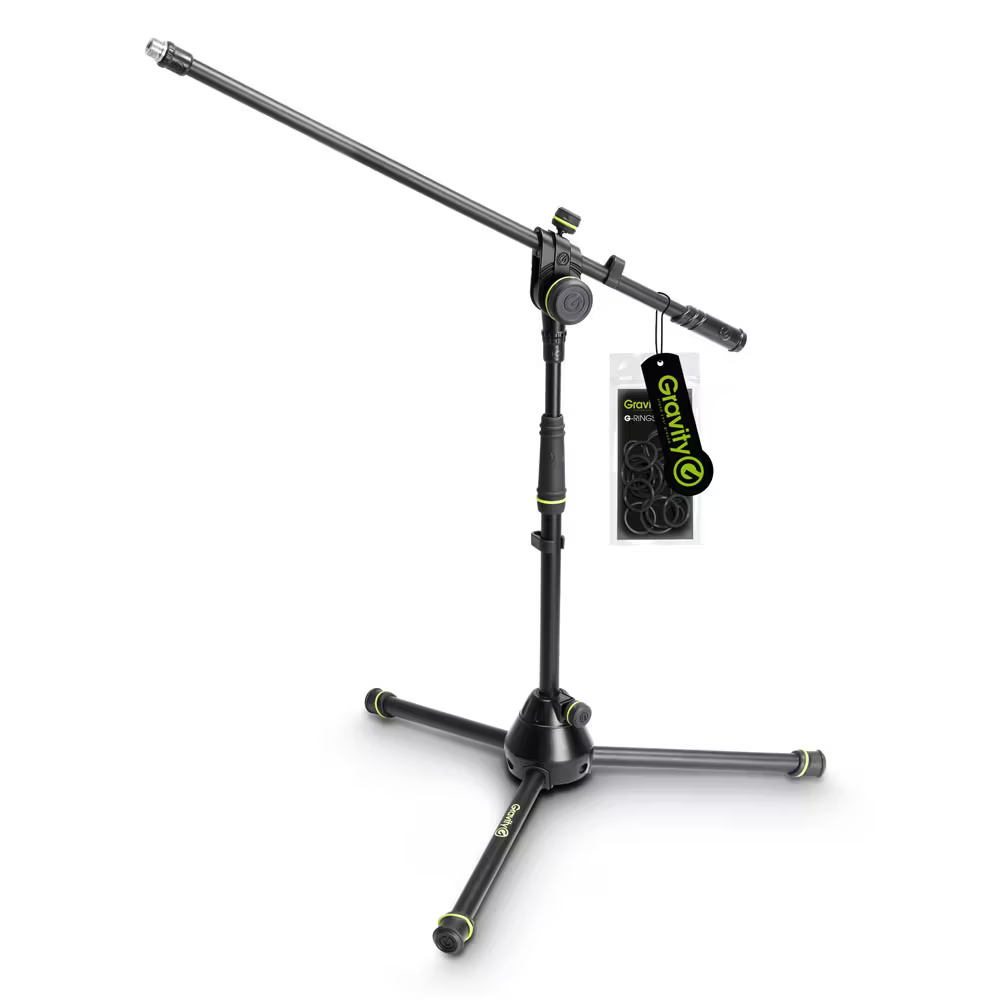 [GMS4221B] Gravity Short Microphone Stand with Folding Tripod Base and 2-Point Adjustment Boom
