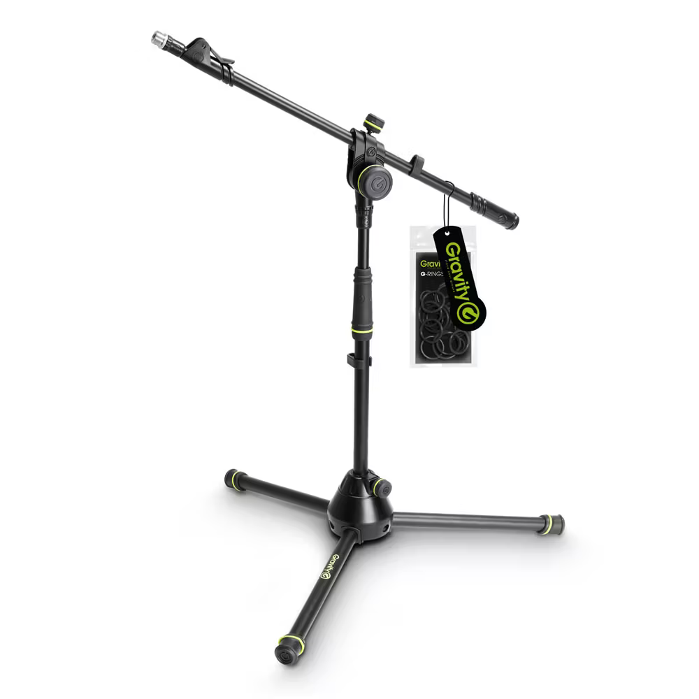 [GMS4222B] Gravity Short Microphone Stand with Folding Tripod Base and 2-Point Adjustment Telescoping Boom