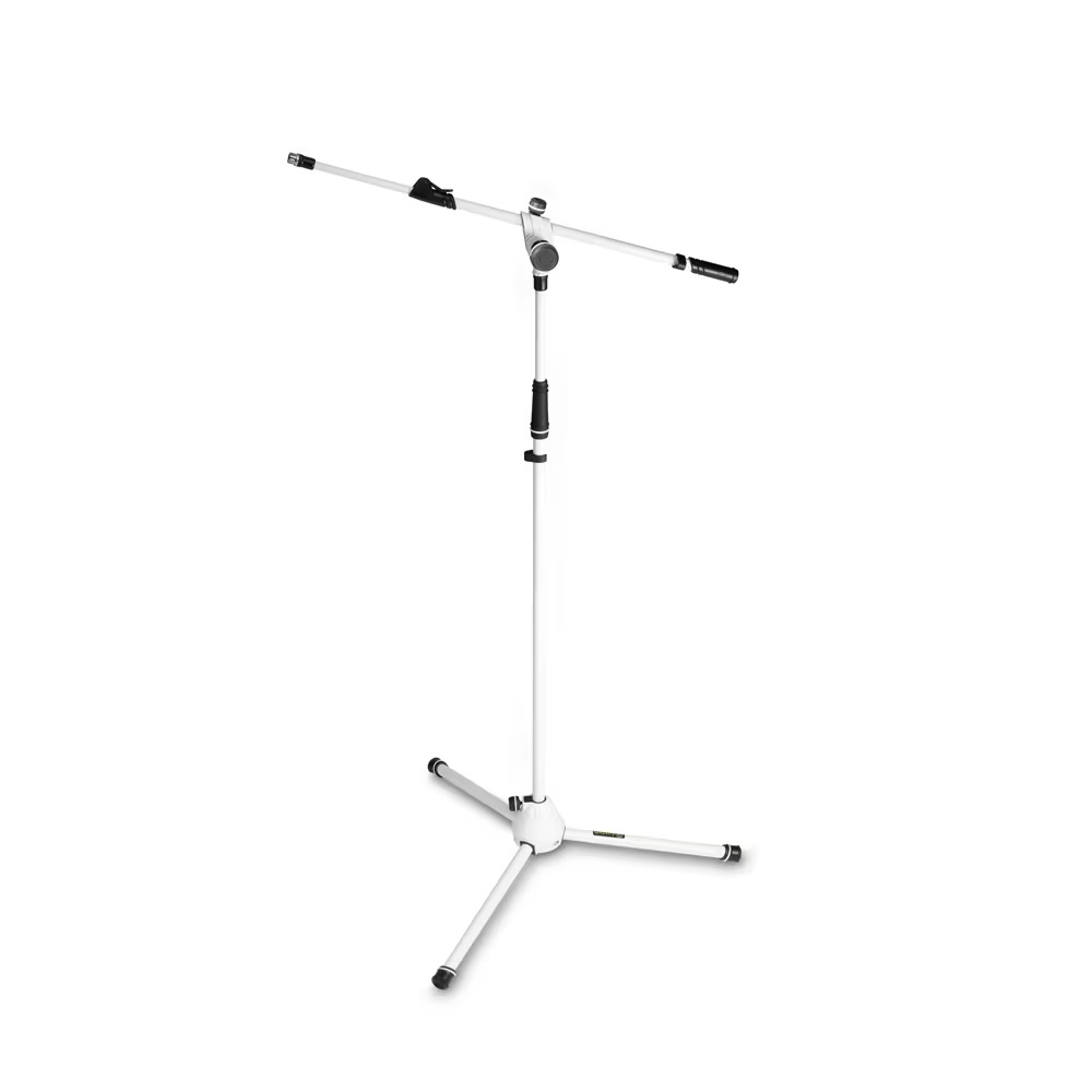 [GMS4322W] Gravity Microphone Stand with Folding Tripod Base and 2-Point Adjustment Telescoping Boom, White