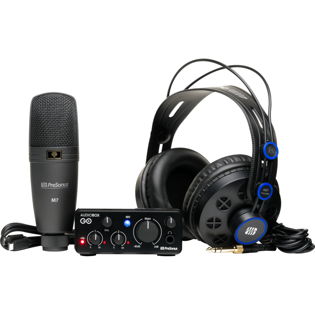 PreSonus AudioBox GO Creator Bundle – komplett innspillingspakke med lydkort, mikrofon og hodetelefoner