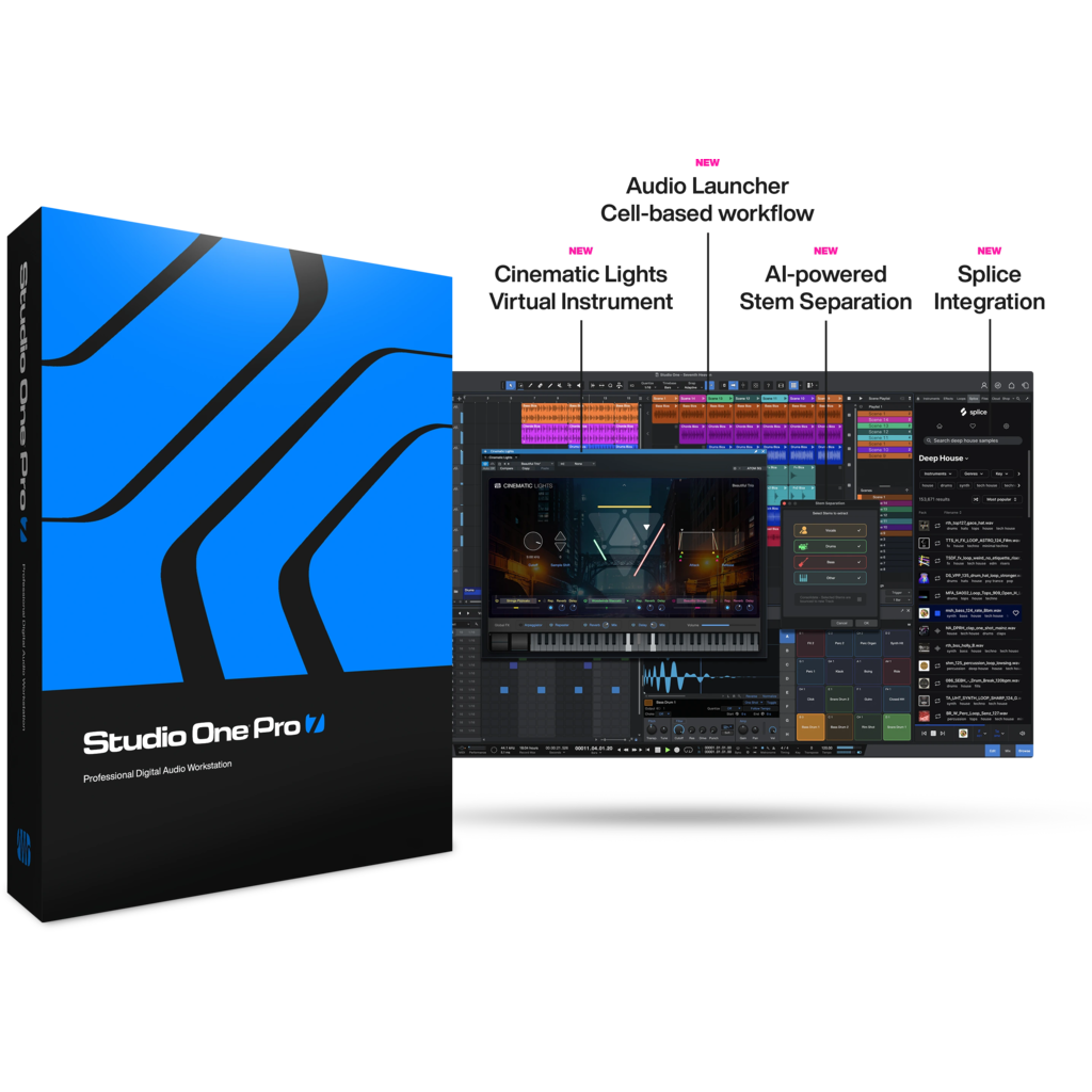 PreSonus Studio One Pro 7 Academic – komplett DAW for innspilling, miksing, mastering og live